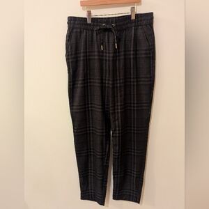 H&M Black Plaid Drawstring Waist Ankle Pants Size 4